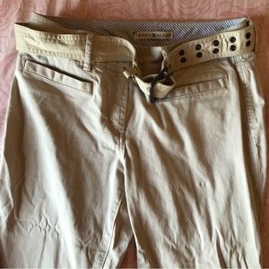 TOMMY HILFIGER pants color beige with belt and pockets size 8